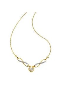 Collier Firetti "Schmuck Geschenk Halsschmuck Halskette Ankerkette Infinity+Schleife", silber (gelbgoldfarben, silberfarben), Halsketten, Damen, 0,01, Diamanten Silber 925 (Sterlingsilber), L: 45, Diamanten, Silber 925 (Sterlingsilber), Collier, mit Diamant