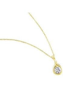 Kette mit Anh&auml;nger Firetti "Schmuck Geschenk Silber 925 Halsschmuck Halskette Ankerkette Solit&auml;r", gold (gelbgoldfarben, kristallwei&szlig;), Halsketten, Damen, Silber 925 (Sterlingsilber), L: 45 B: 1,4mm, mit Zirkonia (synth.), B:1,4mm