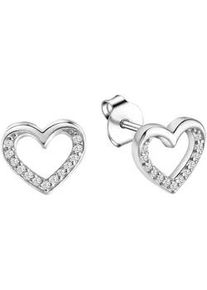 Paar Ohrstecker Firetti "Schmuck Geschenk Silber 925 Ohrschmuck Herz", silber (silberfarben, kristallwei&szlig;, kristallwei&szlig;), Ohrringe, M&auml;dchen, Silber 925 (Sterlingsilber), mit Kristallstein (synth.)