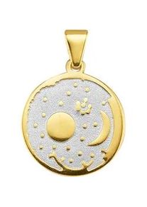 Kettenanh&auml;nger Firetti "Schmuck Geschenk Gold 585 Halsschmuck Himmel Sonne Mond Sterne", silber (gelbgoldfarben, silberfarben), Schmuckanh&auml;nger, Damen, Gelbgold 585, 1,34 g, Kettenanh&auml;nger