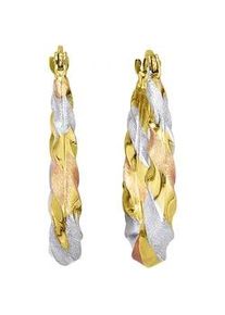 Paar Creolen Firetti "Schmuck Geschenk Gold 375 Ohrschmuck Ohrringe Tricolor", rosa (gelbgoldfarben, ros&eacute;goldfarben, wei&szlig;goldfarben), Ohrringe, Damen, Gelbgold 585