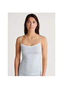 Spaghettitop Calida "Cate", Damen, Gr. L (48/50), blau (arctic ice), Single Jersey, Obermaterial: 92% Baumwolle, 8% Elasthan, unifarben, normal h&uuml;ftbedeckend, Rundhals, Tops, Satin-Einsatz, Single Jersey Qualit&auml;t, elastisch, weich, feminin