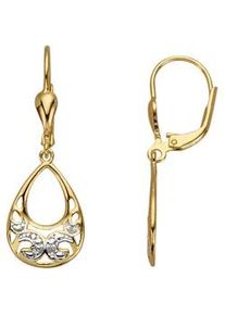 Paar Ohrh&auml;nger Firetti "Schmuck Geschenk Silber 925 Ohrschmuck Ohrringe Tropfen Bicolor", silber (gelbgoldfarben, silberfarben), Ohrringe, Damen, 0,03 P3 = leicht erkennbare Einschl&uuml;sse, Diamanten Silber 925 (Sterlingsilber), Diamanten, Silber 925 (Sterlingsilber), mit Diamant