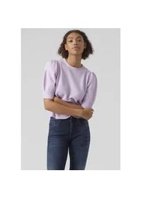 V&eacute;ro Moda Rundhalspullover VERO MODA "VMDOFFY 2/4 O-NECK PULLOVER GA NOOS", Damen, Gr. XL, rosa (orchid bloom detail:melan), Strick, Obermaterial: 94% Polyester, 3% Elasthan, 3% Nylon, meliert, regular fit normal, Rundhals, Puff&auml;rmel Strickb&uuml;ndchen, Pullover Rundhalspullover, mit kurzen Puff&auml;rmeln