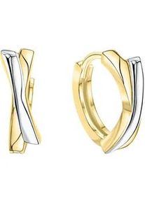 Paar Creolen Firetti "Schmuck Geschenk Gold 375 Ohrschmuck Creole", gold (gelbgoldfarben, wei&szlig;goldfarben), Ohrringe, Damen, 12,4mm, Gelbgold 375