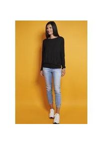 Langarmshirt Seidel Moden, Damen, Gr. 50, schwarz (schwarz, exklusiv bei otto), Jersey, Obermaterial: 95% Viskose, 5% Elasthan, unifarben, relaxed fit h&uuml;ftbedeckend, Rundhals, abgesteppt, Shirts Langarmshirt, mit breitem, elastischen Bund - MADE IN GERMANY