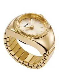 Uhrenring Fossil "WATCH RING", gold (goldfarben), Armbanduhren, Damen, Quarzuhr, Damenuhr, analog, Edelstahl, Flexband, Zugband