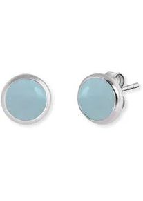 Paar Ohrstecker Engelsrufer "POWERFUL STONE BLAUER ACHAT", bunt (silberfarben, blau, blau), Ohrringe, Damen, 10mm, Silber 925 (Sterlingsilber), mit Achat