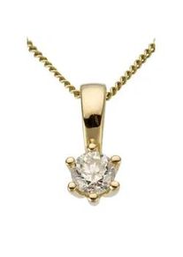 Kettenanh&auml;nger Firetti "Schmuck Geschenk Gold 750 Halsschmuck Anh&auml;nger Halskette Solit&auml;r", gold (gelbgoldfarben, g1=get&ouml;nt, 1), Schmuckanh&auml;nger, Damen, 0,25 LR = lupenrein, Diamanten Gelbgold 750, 0,8 g, Diamanten, Gelbgold 750, Kettenanh&auml;nger, mit Brillant in Krappenfassung