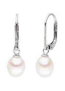 Paar Ohrh&auml;nger Firetti "Schmuck Geschenk Ohrschmuck Patentbrisur Perle", bunt (silberfarben, wei&szlig;), Ohrringe, Damen, 7mm, Perlen Silber 925 (Sterlingsilber), Perlen, Silber 925 (Sterlingsilber), Made in Germany - mit S&uuml;&szlig;wasserzuchtperle