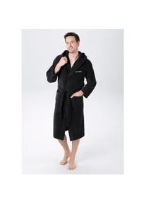 Unisex-Bademantel Bruno Banani "Daniel, ideal f&uuml;r Sauna & Spa, Hotelbademantel, Morgenmantel" Gr. XXXL, grau (anthrazit), 3XL, Veloursfrottier, Hausm&auml;ntel, Damen & Herren Bademantel, lang, mit Taschen, S-5XL