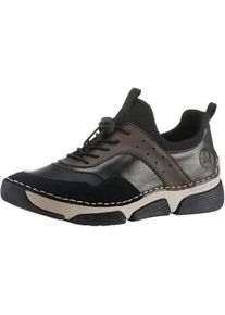 Slip-On Sneaker Rieker, Damen, Gr. 36, braun (schwarz, braun), Lederimitat, Textil, Schuhe, Schlupfschuh, Freizeitschuh, Halbschuh mit Schnellverschluus