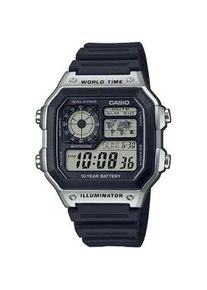 Chronograph, schwarz (schwarz, silberfarben), Casio TIMELESS COLLECTION, Armbanduhren, Herren, Chronograph, Quarzuhr, Armbanduhr, Herrenuhr, Digitaluhr, bis 10 bar wasserdicht