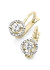 Paar Ohrh&auml;nger Firetti "Schmuck Geschenk Gold 375 Ohrschmuck Ohrhaken Solit&auml;r Glitzer", gold (gelbgoldfarben, kristallwei&szlig;), Ohrringe, Damen, Gelbgold 375, mit Zirkonia (synth.)