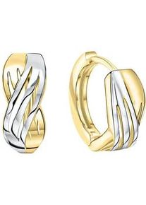 Paar Creolen Firetti "Schmuck Geschenk Gold 375 Ohrschmuck Creole", gold (gelbgoldfarben, wei&szlig;goldfarben), Ohrringe, Damen, 12mm, Gelbgold 375