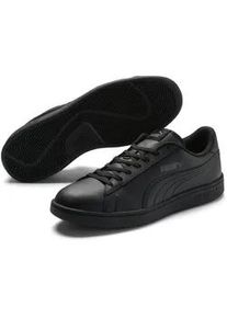 Sneaker Puma "SMASH V2 L", Damen, Gr. 45, schwarz (Puma schwarz, Puma schwarz), Leder, Synthetik, unifarben mit Farbeinsatz, Schuhe Sneaker, atmungsaktives Obermaterial aus Leder und Synthetik, Schn&uuml;rung