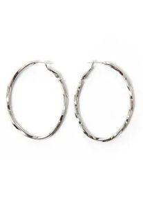 Paar Creolen Firetti "gedreht, stylisch, verspielt", grau (metallfarben), Ohrringe, Damen, 43mm, Metall