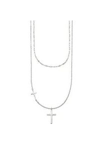 Kette mit Anh&auml;nger "Schmuck Geschenk Silber 925 Layerkette mit Kreuzanh&auml;nger", silber (silberfarben), ANISTON JEWELRY & WATCHES, Halsketten, Damen, Silber 925 (Sterlingsilber), L: 40 50 B: 0,6mm, B:0,6mm