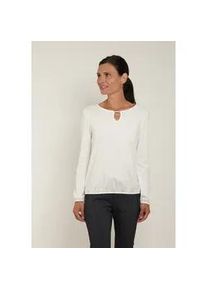 Langarmshirt Seidel Moden, Damen, Gr. 48, wei&szlig; (sanftes wei&szlig;), Jersey, Obermaterial: 95% Viskose, 5% Elasthan, unifarben, regular fit taillenbedeckt, Rundhals, elastischer Bund, Shirts Langarmshirt, MADE IN GERMANY