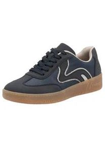 Plateausneaker Rieker SPORT, Damen, Gr. 37, blau (jeansblau), Lederimitat, Schuhe Plateausneaker, Freizeitschuh, Halbschuh, Schn&uuml;rschuh in veganer Verarbeitung