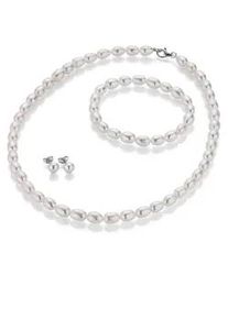 Schmuckset Firetti "Multipack Schmuck Geschenk Silber 925 Halskette Armband Ohrstecker", bunt (silberfarben, wei&szlig;), Schmuck_Sets, Damen, Nylon, Perlen, Seide, Silber 925 (Sterlingsilber), Schmuckset, Made in Germany - mit S&uuml;&szlig;wasserzuchtperlen