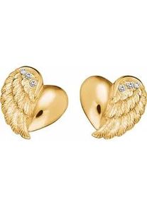 Paar Ohrstecker Engelsrufer "Little magic HERZFL&Uuml;GEL", gold (gelbgoldfarben, kristallwei&szlig;), Ohrringe, Damen, Silber 925 (Sterlingsilber), mit Zirkonia (synth.)