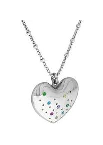 Kette mit Anh&auml;nger Firetti "Schmuck Geschenk Silber 925 Halsschmuck Halskette Venezianer Herz", bunt (silberfarben, flieder, gr&uuml;n, blau, gelb, pink), Halsketten, Damen, Silber 925 (Sterlingsilber), L: 45 B: 1,3mm, mit Zirkonia (synth.), B:1,3mm