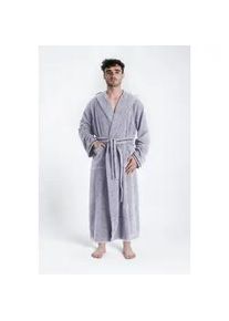 Herrenbademantel Bruno Banani "Danny, Normall&auml;nge & &Uuml;berl&auml;nge, auch in extra lang, Hotelbademantel" Gr. XXXL, grau, L:145cm, Walkfrottee, Hausm&auml;ntel, mit Logostreifen, Herren Bademantel aus 100% Baumwolle, S-4XL