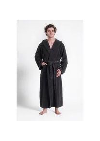 Herrenbademantel Bruno Banani "Danny, Normall&auml;nge & &Uuml;berl&auml;nge, auch in extra lang, Hotelbademantel" Gr. L, grau (anthrazit), L:145cm, Walkfrottee, Hausm&auml;ntel, mit Logostreifen, Herren Bademantel aus 100% Baumwolle, S-4XL