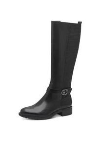 Stiefel Tamaris, Damen, Gr. 37, XS-Schaft, schwarz, Leder, Lederimitat, unifarben, Schuhe Stiefel, Blockabsatz, Langschaftstiefel mit XS-Schaft und Stretchfunktion