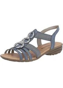 Riemchensandale Remonte, Damen, Gr. 41, blau (hellblau), Lederimitat, Schuhe Riemchensandale, Keilabsatz, Sommerschuh, Sandalette mit Gummiz&uuml;gen