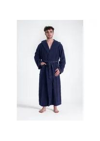 Herrenbademantel Bruno Banani "Danny, Normall&auml;nge & &Uuml;berl&auml;nge, auch in extra lang, Hotelbademantel" Gr. XL, blau (marine), L:145cm, Walkfrottee, Hausm&auml;ntel, mit Logostreifen, Herren Bademantel aus 100% Baumwolle, S-4XL