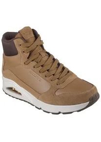 Sneaker Skechers "UNO", Herren, Gr. 41, braun (whiskey, schwarz), Lederimitat, Mesh, Veloursleder, Schuhe Sneaker, Mid Cut Sneaker, Schn&uuml;rboots mit gepolstertem Schaftrand