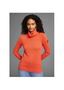 Rollkragenpullover Kangaroos, Damen, Gr. 52/54, orange (orange, meliert), Strick, Obermaterial: 60% Baumwolle, 40% Polyacryl, figurbetont h&uuml;ftbedeckend, Rippb&uuml;ndchen, Pullover Rollkragenpullover, mit Schalkragen, Langarm, Warm & Kuschelig