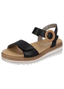 Keilsandalette Remonte, Damen, Gr. 39, schwarz, Leder, unifarben, Schuhe, Sommerschuh, Riemchensandale mit praktischen Klettverschl&uuml;ssen