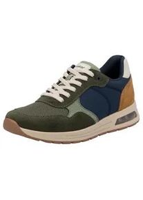 Sneaker Rieker, Herren, Gr. 45, gr&uuml;n (khaki kombiniert), Lederimitat, Textil, Veloursleder, Schuhe Sneaker, Schn&uuml;rschuh, Halbschuh, Freizeitschuh mit gepolstertem Schaftrand