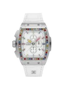 Chronograph HAEMMER GERMANY "TONNEAU", wei&szlig;, Armbanduhren, Damen, Chronograph, Quarzuhr, Armbanduhr, Damenuhr, Lederarmband, verschraubte Krone, Tag