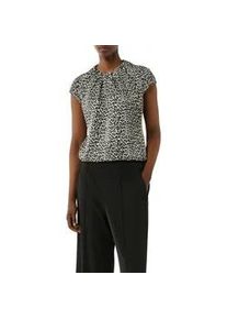 Kurzarmbluse comma, Damen, Gr. 36, braun (braun beige), Web, Obermaterial: 95% Polyester, 5% Elasthan, regular fit normal, Rundhals, offene N&auml;hte, Blusen, mit Raffung und Animal-Print