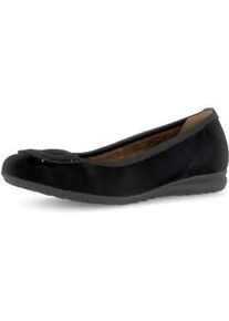 Ballerina Gabor "FLORENZ", Damen, Gr. 42, schwarz, Ziegenveloursleder, unifarben, festlich, Schuhe Ballerina, Bequemschuh, Businesschuh, Elastikeinfass, Komfortweite G (=weit)