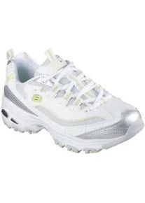 Sneaker Skechers "D'LITES-CHROMATIC", Damen, Gr. 35, silber (wei&szlig;, silberfarben), Lederimitat, Textil, metallic, Schuhe Sneaker, Plateausneaker, Schn&uuml;rschuh mit Metallic Eins&auml;tzen
