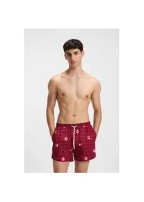 Badehose HUGO UNDERWEAR "TORTUGA", Herren, Gr. M (50), N-Gr, rot (medium rot 612), Microfaser, Polyester, bedruckt, Badehosen Badehose, mit Allover-Logoschriftzug