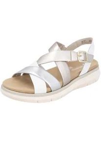 Riemchensandale Remonte "Elisabeth Hurley-Collection", Damen, Gr. 42, gold (goldfarben, wei&szlig;, silberfarben), Leder, Schuhe Riemchensandale, Keilabsatz, Sommerschuh, Sandalette mit Kreuzbandage