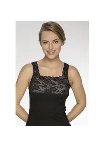 Achselhemd Nina von C. "Fine Cotton", Damen, Gr. 44, N-Gr, schwarz, Obermaterial: 100% Baumwolle. Spitze: 91% Polyamid, 9% Elasthan, bestickt, unifarben, k&ouml;rpernah, V-Ausschnitt, Unterhemden, weich, atmungsaktiv, bequem, elastisch, eng, mit Spitze, V-Ausschnitt