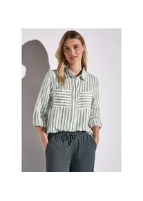 Hemdbluse Street One, Damen, Gr. 42, gr&uuml;n (garden gr&uuml;n), Web, Obermaterial: 100% Leinen, gestreift, regular fit taillenbedeckt, Manschette, Blusen Hemdbluse, mit Streifen Muster