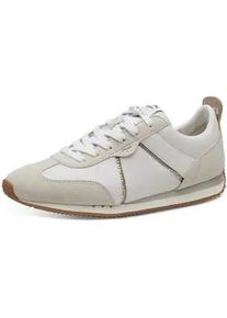 Sneaker Tamaris, Damen, Gr. 36, gold (wei&szlig;, goldfarben), Leder, Lederimitat, Schuhe Sneaker, Freizeitschuh, Halbschuh, Schn&uuml;rschuh mit Logoaufn&auml;her