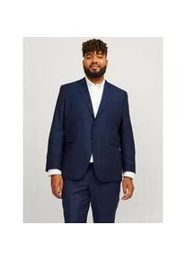 Jack & Jones Sakko "JPRSOLARIS BLAZER NOOS PLS", Herren, Gr. 66, blau (schwarz navy), Web, Obermaterial: 59% Polyester, 24% Wolle, 16% Viskose, 1% Elasthan, JACK & JONES PLUSSIZE, unifarben, slim fit, Sakkos Sakko