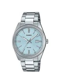 Quarzuhr, silber (silberfarben, hellblau), Casio TIMELESS COLLECTION, Armbanduhren, Damen, Quarzuhr, Armbanduhr, Damenuhr, Herrenuhr, Edelstahlarmband, analog, Tag