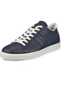 Sneaker Ecco "STREET LITE W", Damen, Gr. 40, blau (marine, wei&szlig;), Leder, Schuhe Sneaker, Schn&uuml;rschuh, Freizeitsneaker, Halbschuh in Retro-Optik