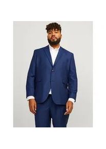 Jack & Jones PlusSize Sakko "JPRSOLARIS BLAZER NOOS PLS", Herren, Gr. 64, blau (medieval blau), Web, Obermaterial: 59% Polyester, 24% Wolle, 16% Viskose, 1% Elasthan, JACK & JONES PLUSSIZE, unifarben, slim fit, Sakkos Sakko