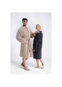 Unisex-Bademantel OTTO HOME "Lillou Kimono, ideal f&uuml;r Sauna & Spa, Hotelbademantel, Morgenmantel" Gr. L, beige (sand), L:115cm, Microfaser, Hausm&auml;ntel, kuschelig weicher Fleece, pl&uuml;sch, f&uuml;r Damen und Herren, XS-3XL